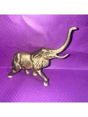 Vintage 1970s GATCO Solid Brass Elephant Figurine 6”x 5” African Sculpture -Rare